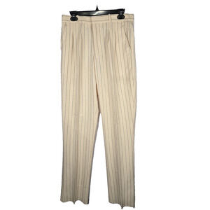 VTG Julian Loren Boys Relaxed Fit Pants Sz 16 Husky W32 Beige pinstripe - Unhem